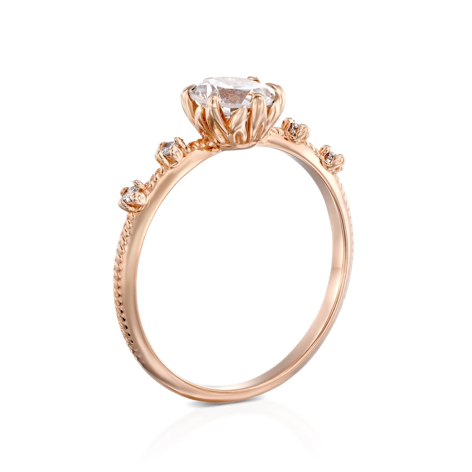 טבעת יהלום מיוחדת בצורת פרח משובצת יהלומי מעבדה