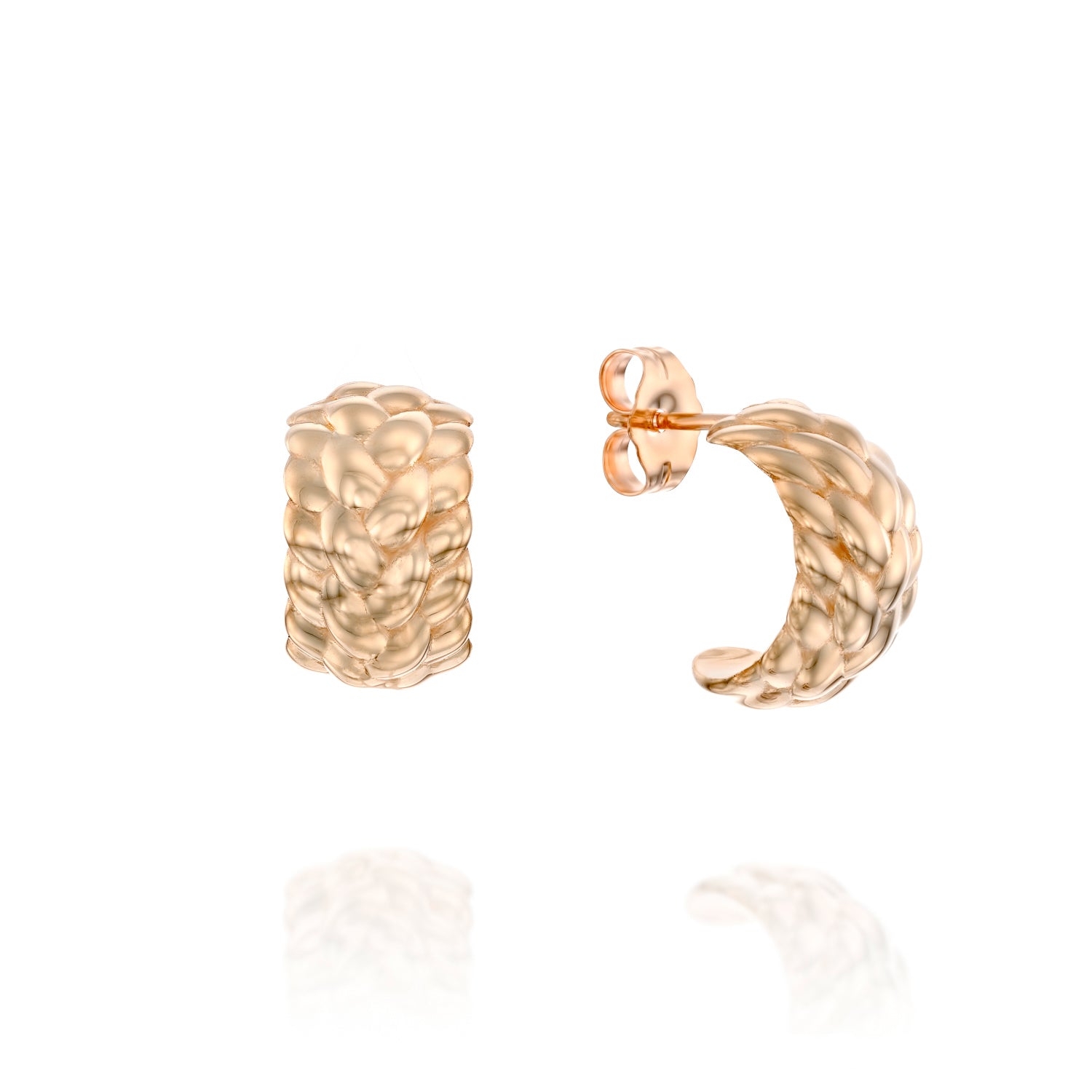 עגילי חישוק קלועים מזהב 14K