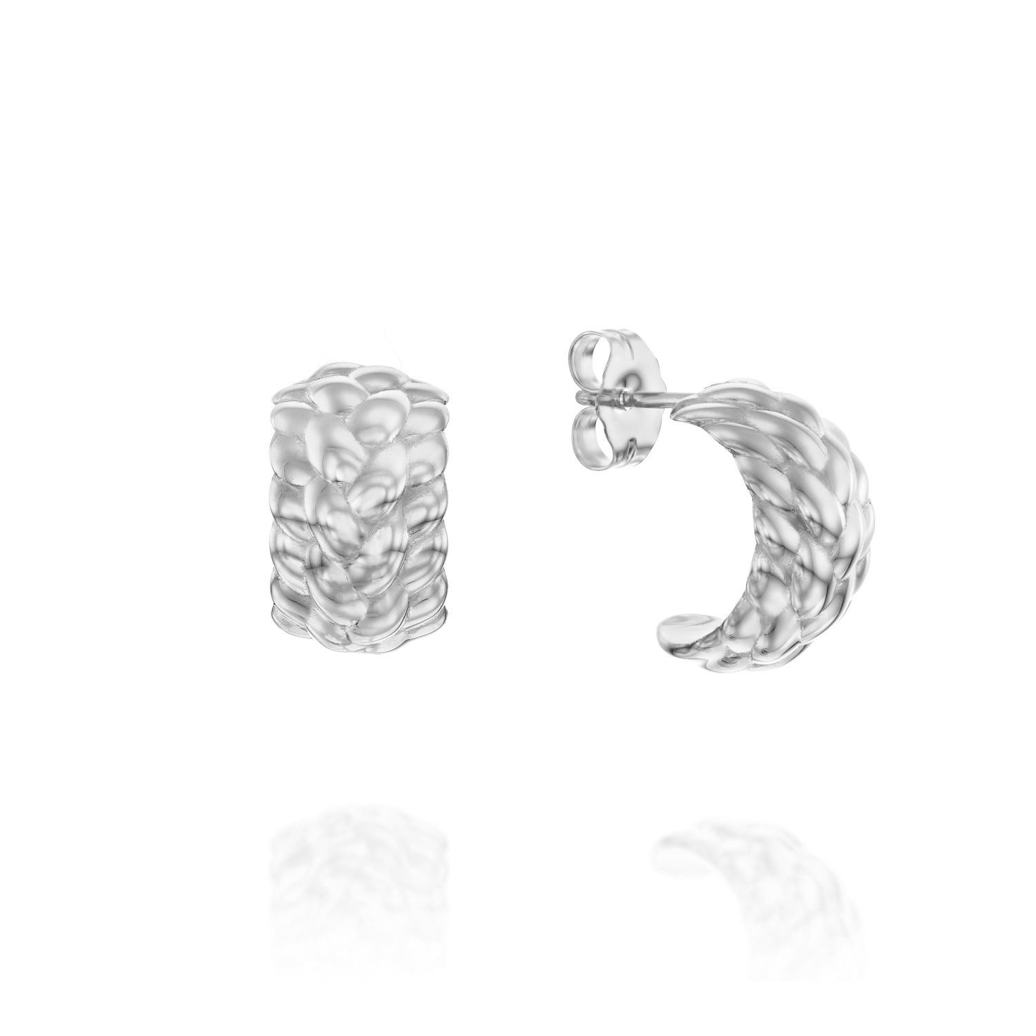 עגילי חישוק קלועים מזהב 14K