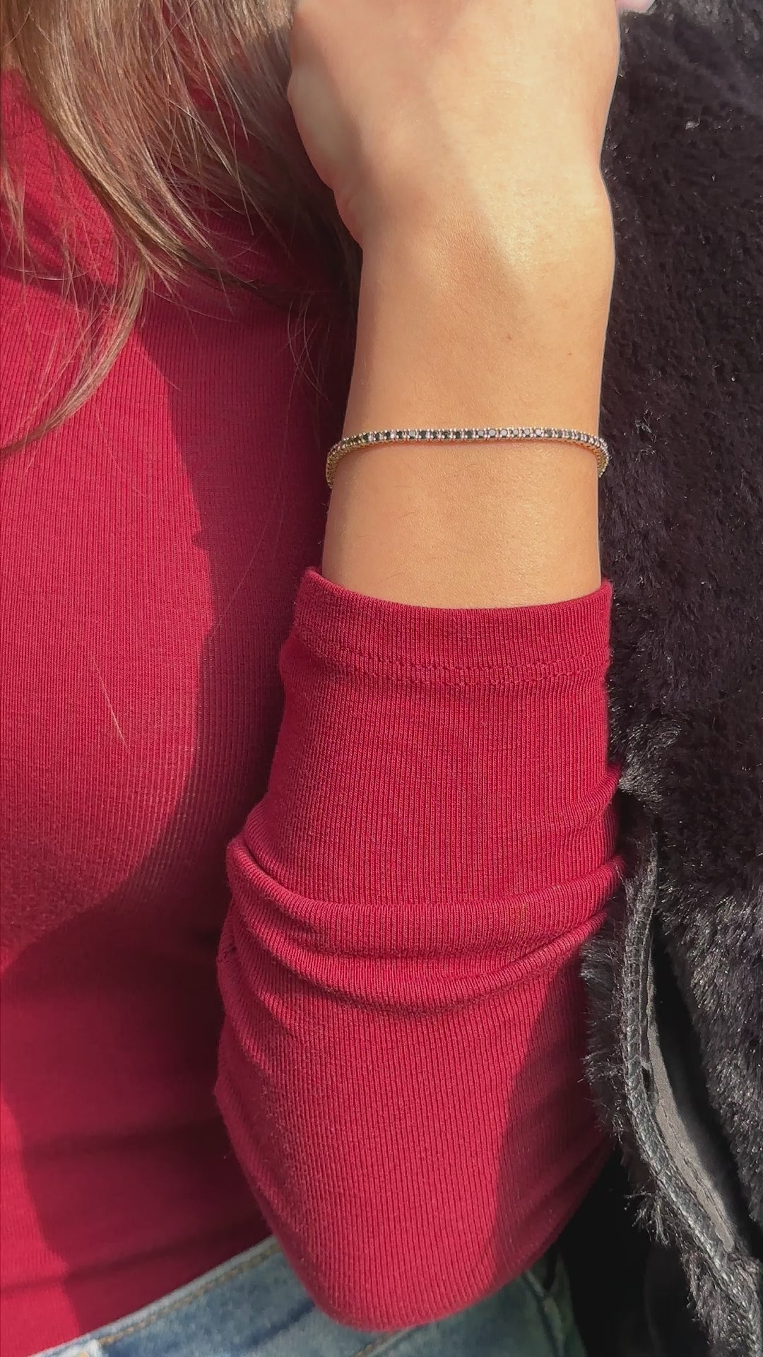 צמיד טניס יהלומים שחורים משובץ בזהב 14 קראט