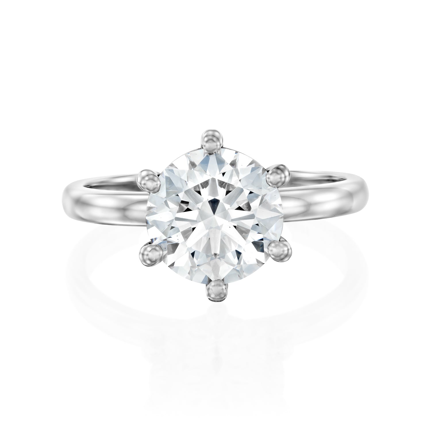 טבעת זהב לבן 14 קראט משובצת יהלום 2 קראט