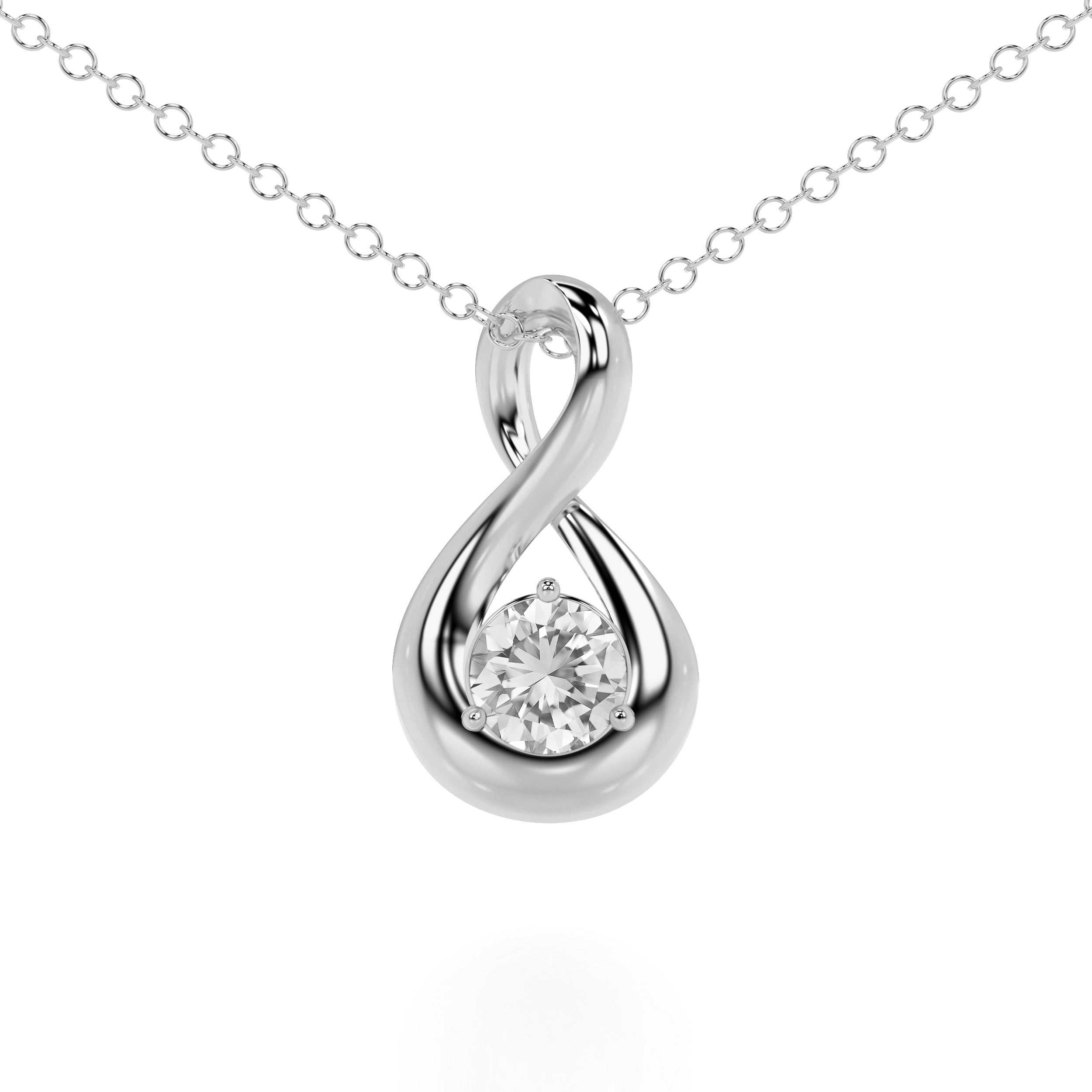 שרשרת יהלום מרחף בזהב לבן על רקע לבן