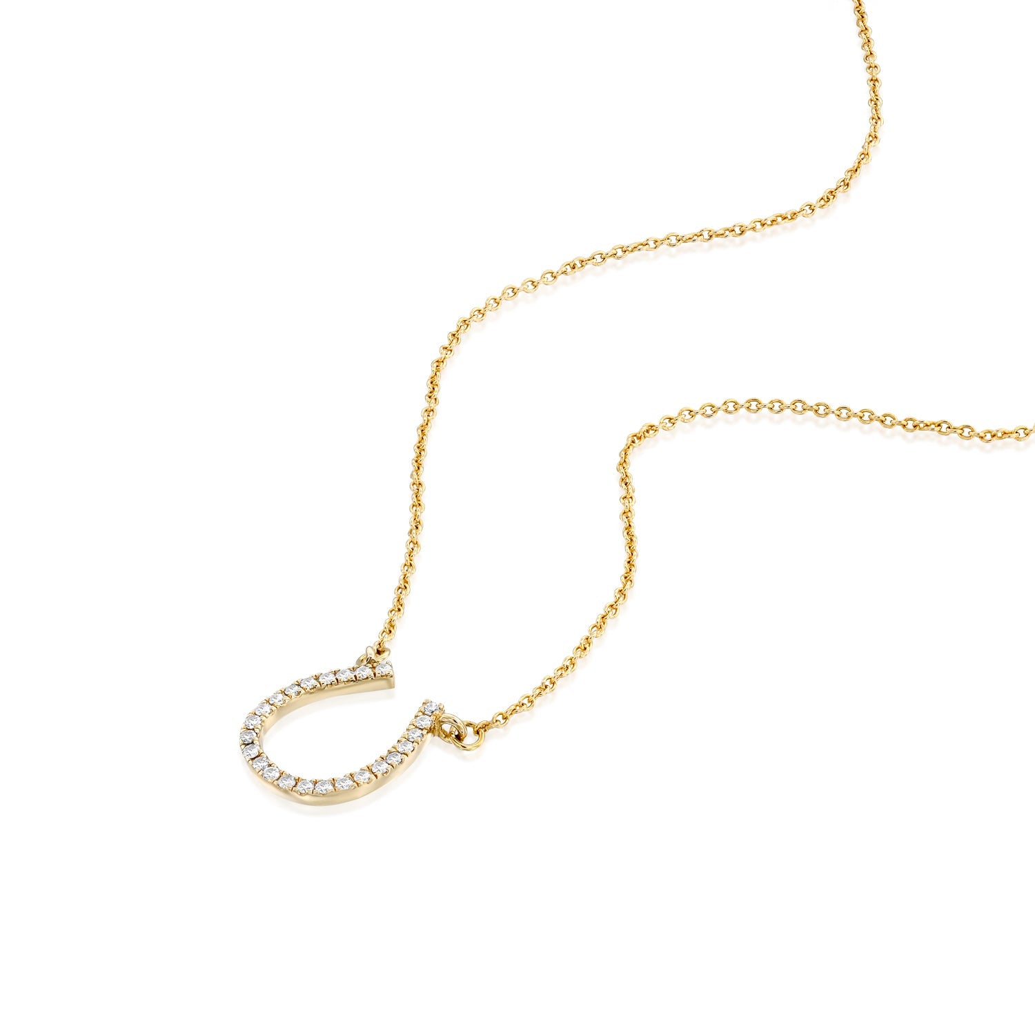 שרשרת זהב משובצת יהלומים בצורת פרסה