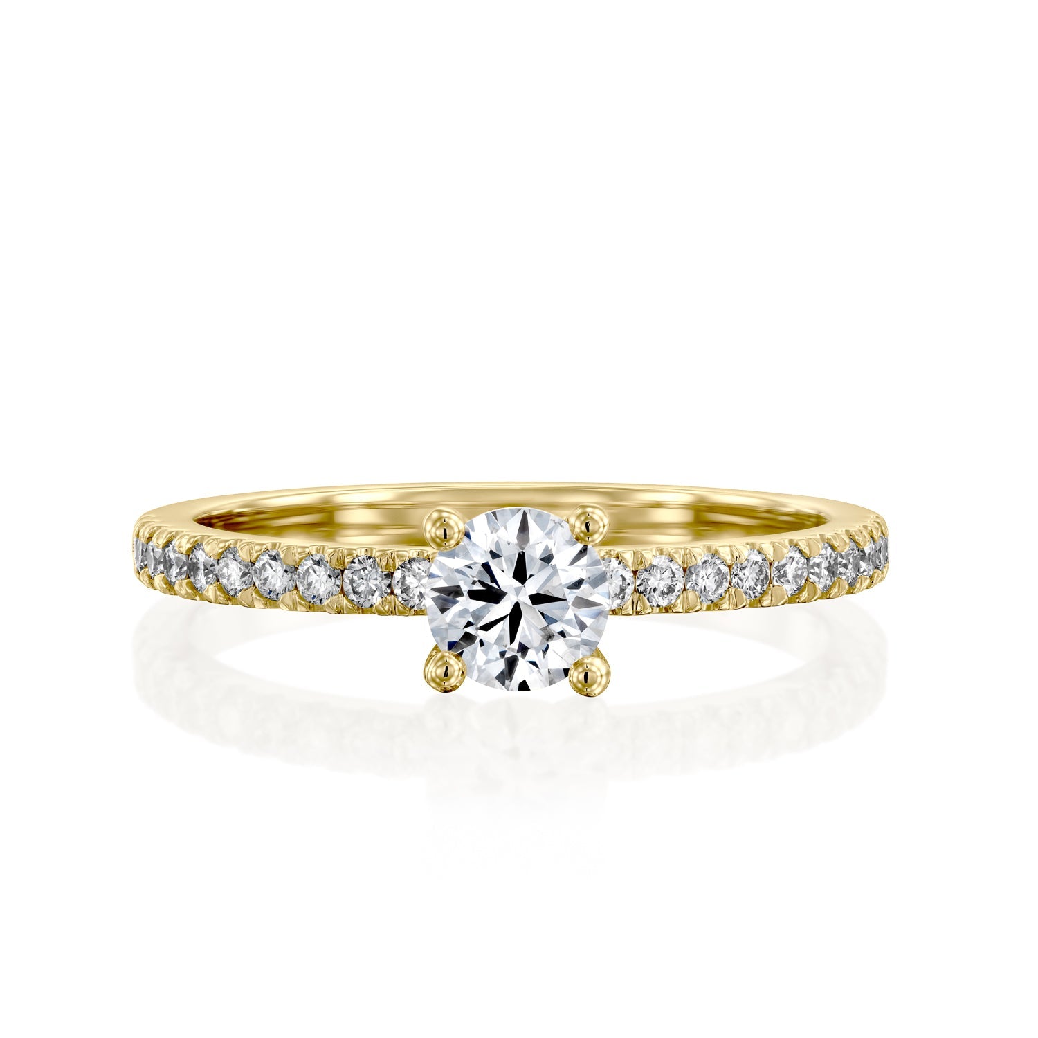 טבעת אירוסין קלאסית משובצת מואסנייט ויהלומים