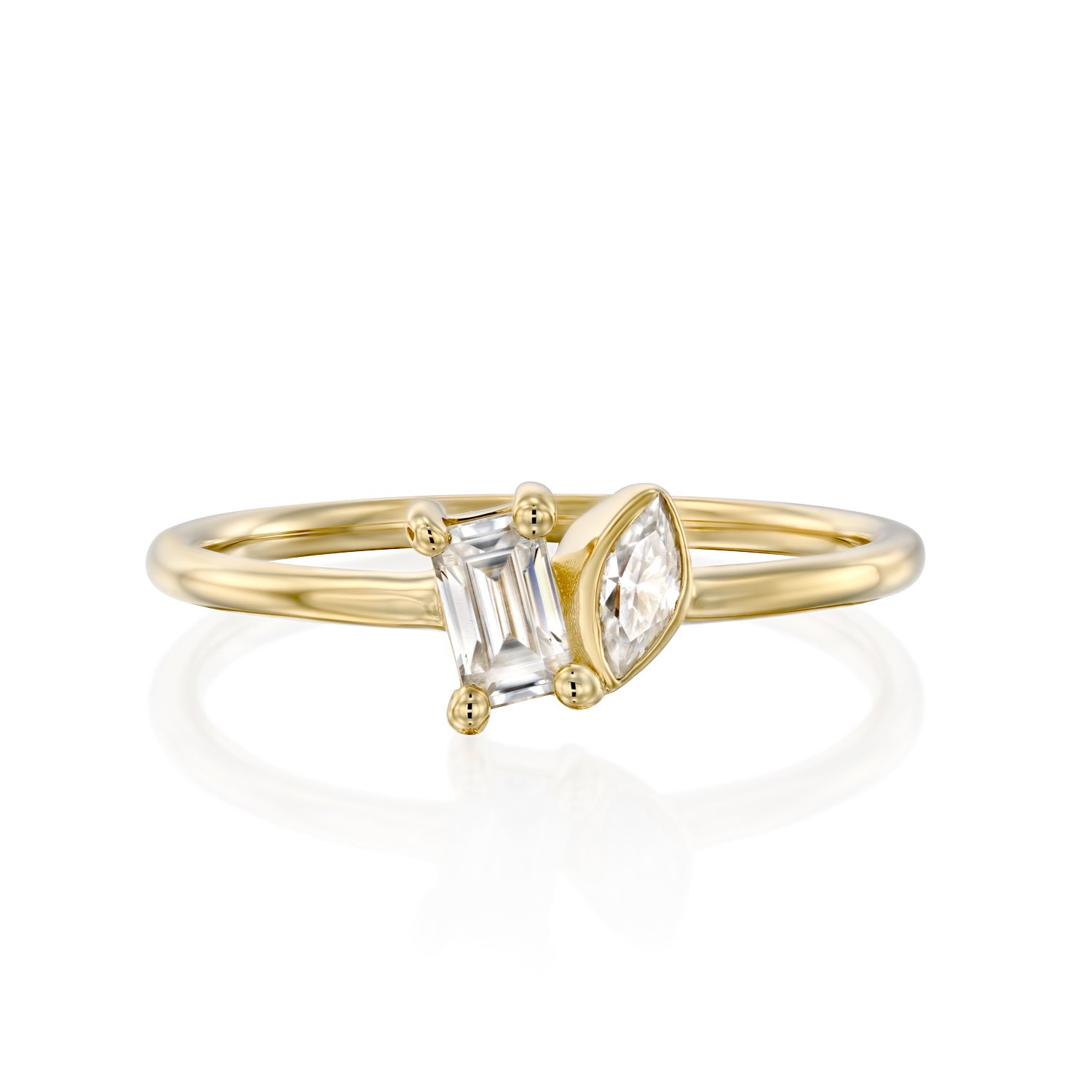 טבעת אירוסין עדינה בזהב צהוב משובצת יהלומי מעבדה