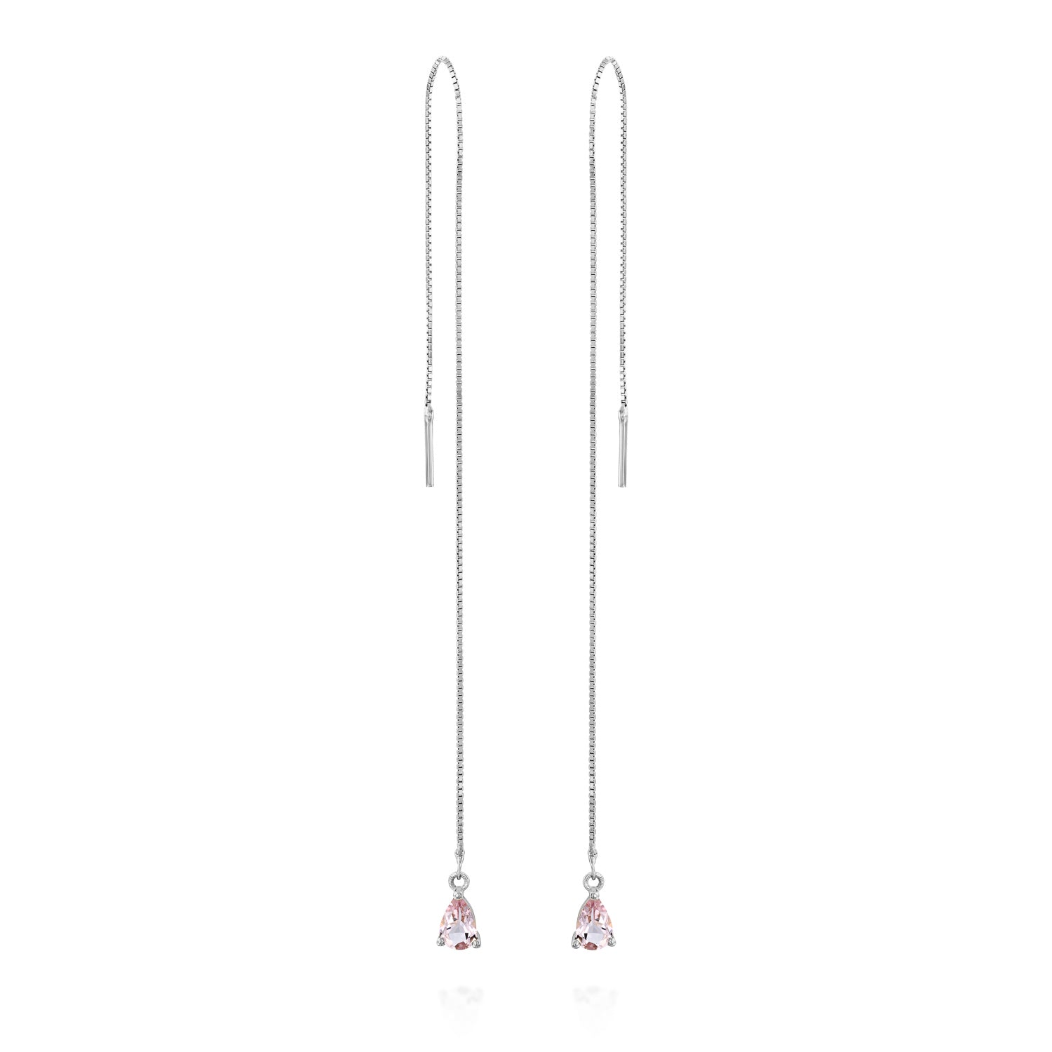 עגילי זהב שרשרת משובצים מורגנייט טיפה