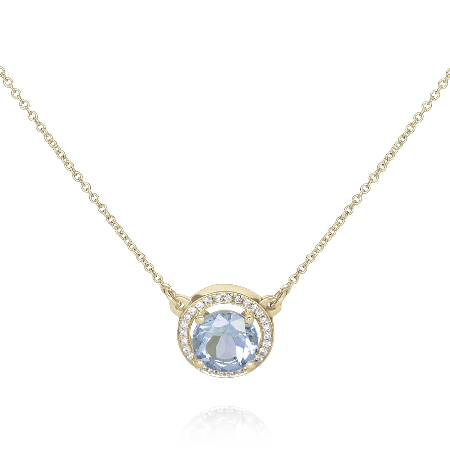 שרשרת זהב משובצת אקוומרין ויהלומים לבנים