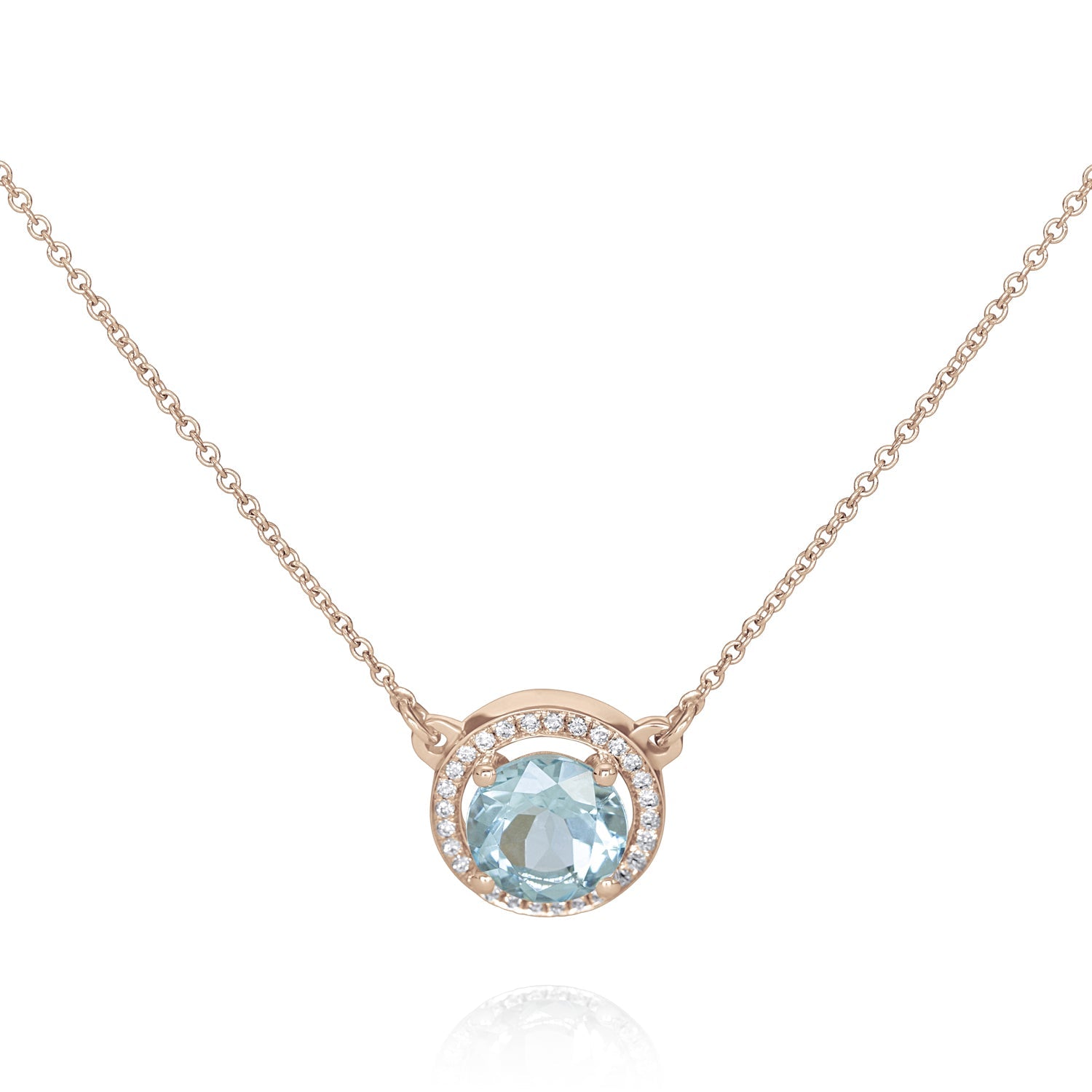 שרשרת זהב משובצת אקוומרין ויהלומים לבנים