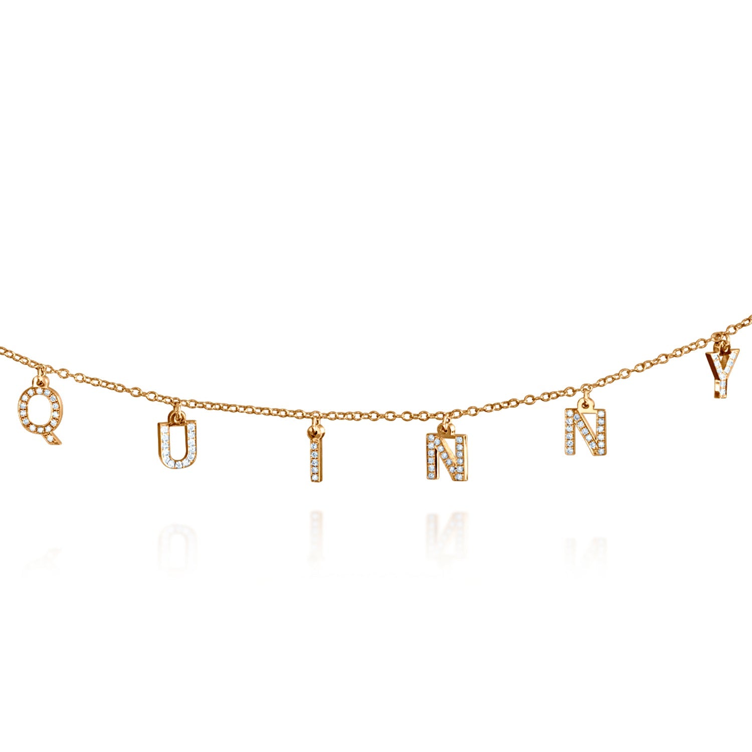 שרשרת זהב צ'ארמס אותיות משובצות יהלומים לבנים