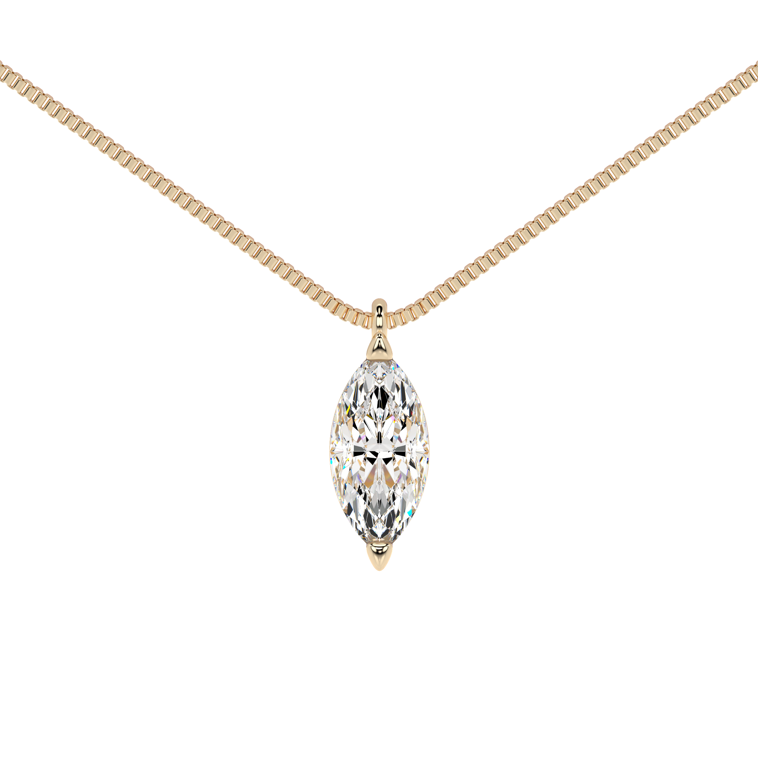 שרשרת יהלום לאישה משובץ יהלום בחיתוך מרקיזה על רקע לבן