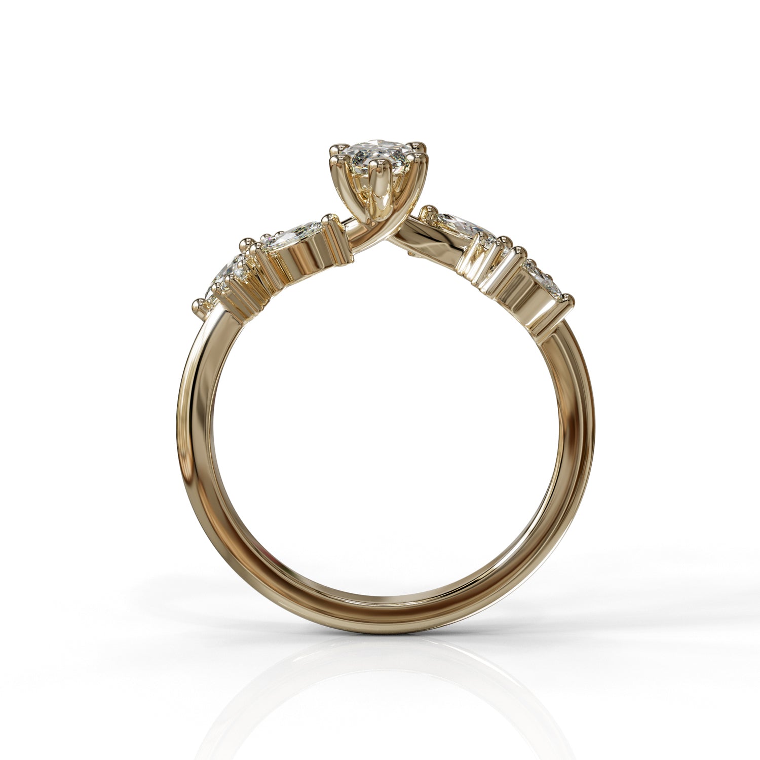 אדרה | טבעת אירוסין עדינה משובצת יהלום מרקיזה